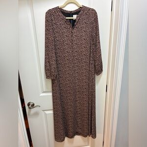 Hatch x JCrew Black and Pink Floral Long Sleeve Dress